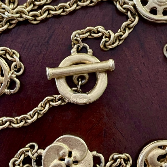Reserved for taxladymichelle: Vintage Givenchy Gold Tone Button Station Necklace - Picture 4 of 7